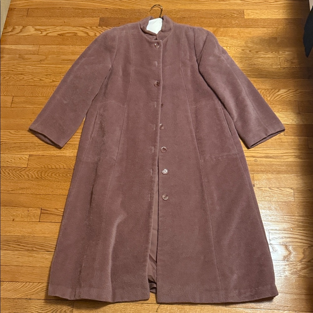 Bern And Mort Women’s Alpaca Wool Blend Long Line Blush Rose Coat Size 12
